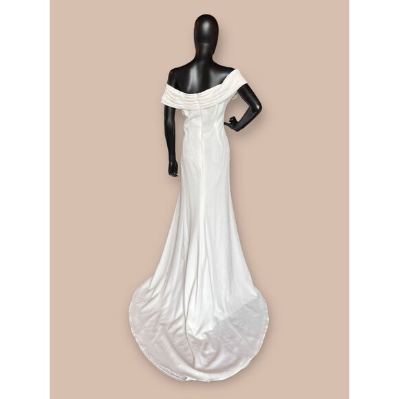 Side Ruched Off Shoulder Wedding Gown - Picture 4 of 6